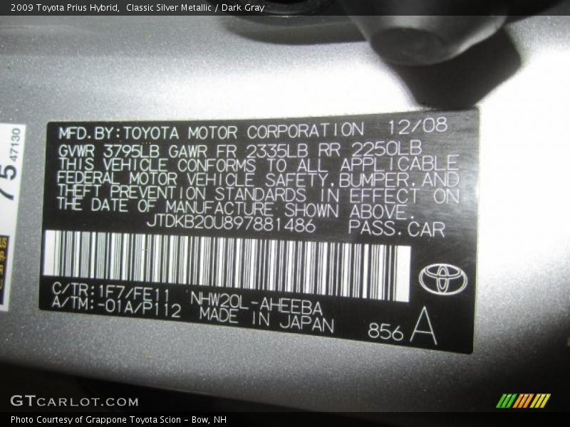 Classic Silver Metallic / Dark Gray 2009 Toyota Prius Hybrid