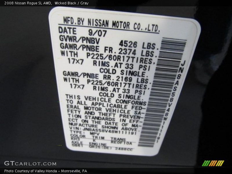 Wicked Black / Gray 2008 Nissan Rogue SL AWD