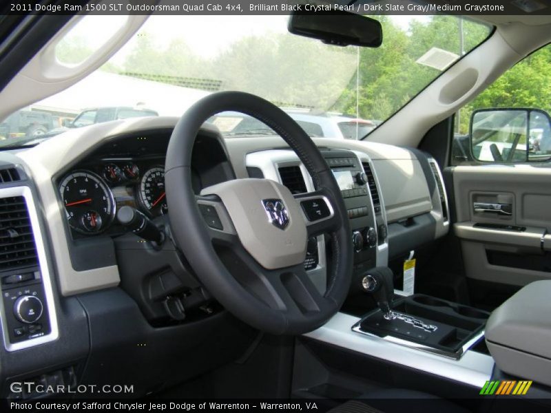 Brilliant Black Crystal Pearl / Dark Slate Gray/Medium Graystone 2011 Dodge Ram 1500 SLT Outdoorsman Quad Cab 4x4
