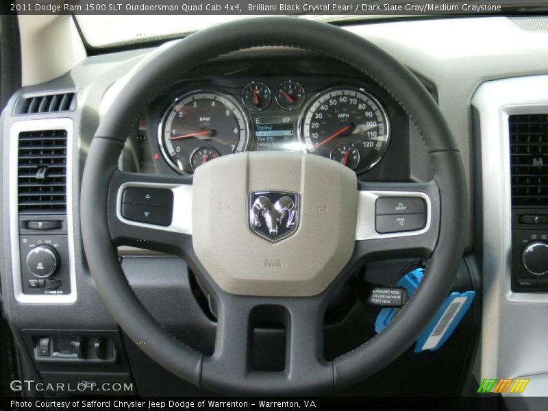 Brilliant Black Crystal Pearl / Dark Slate Gray/Medium Graystone 2011 Dodge Ram 1500 SLT Outdoorsman Quad Cab 4x4