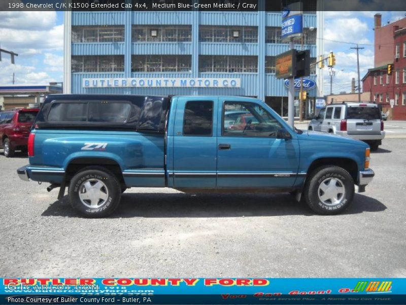Medium Blue-Green Metallic / Gray 1998 Chevrolet C/K K1500 Extended Cab 4x4
