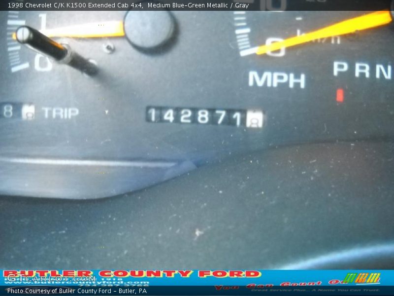 Medium Blue-Green Metallic / Gray 1998 Chevrolet C/K K1500 Extended Cab 4x4