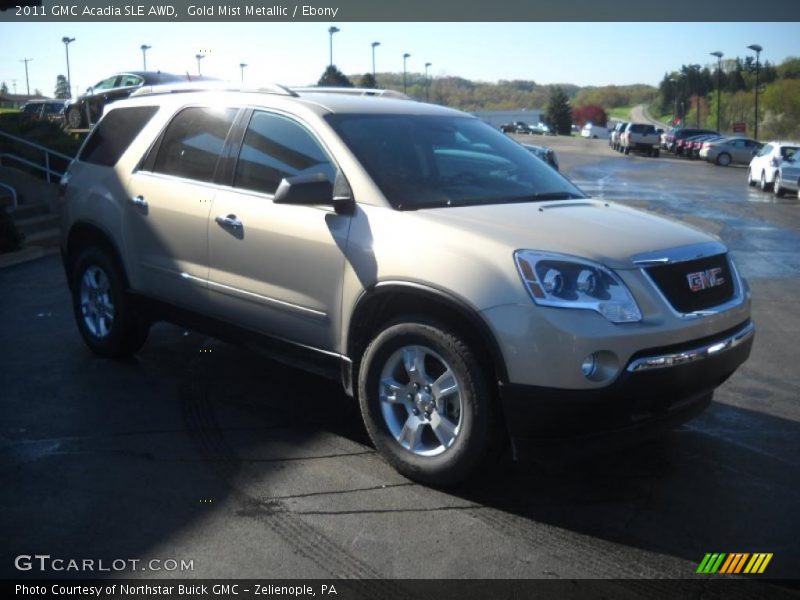 Gold Mist Metallic / Ebony 2011 GMC Acadia SLE AWD