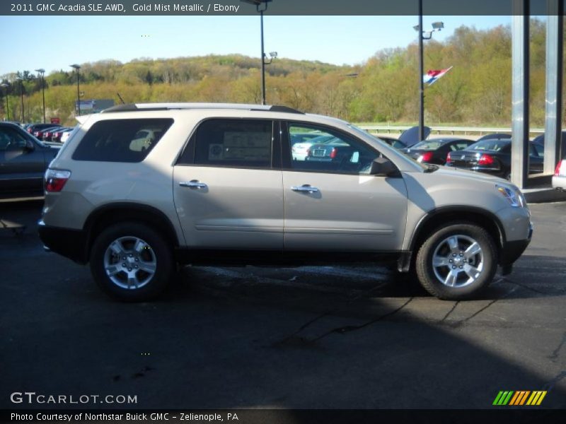 Gold Mist Metallic / Ebony 2011 GMC Acadia SLE AWD