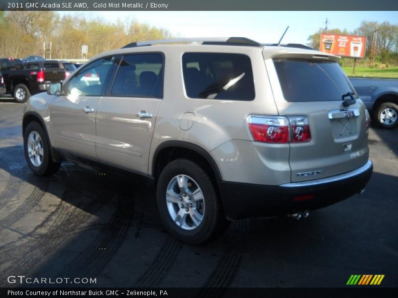 Gold Mist Metallic / Ebony 2011 GMC Acadia SLE AWD