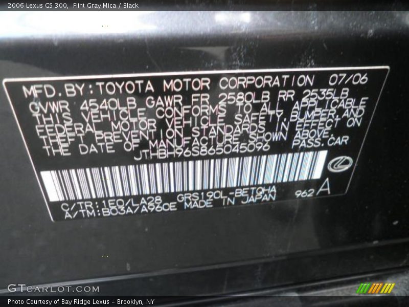 Flint Gray Mica / Black 2006 Lexus GS 300