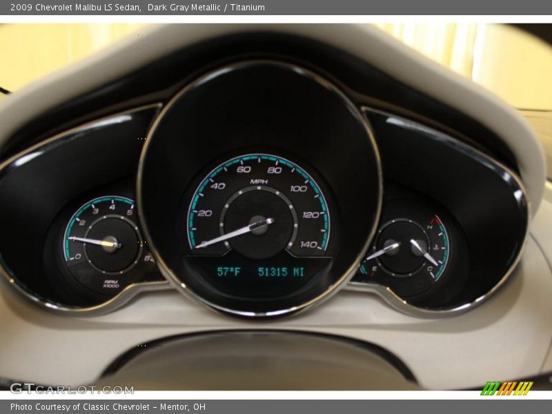 Dark Gray Metallic / Titanium 2009 Chevrolet Malibu LS Sedan