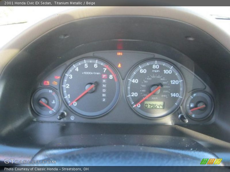 Titanium Metallic / Beige 2001 Honda Civic EX Sedan