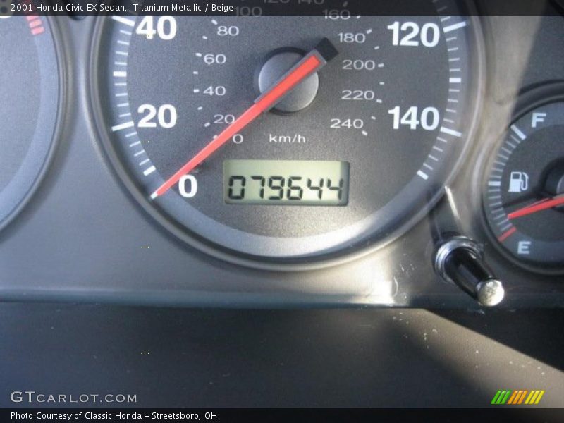 Titanium Metallic / Beige 2001 Honda Civic EX Sedan