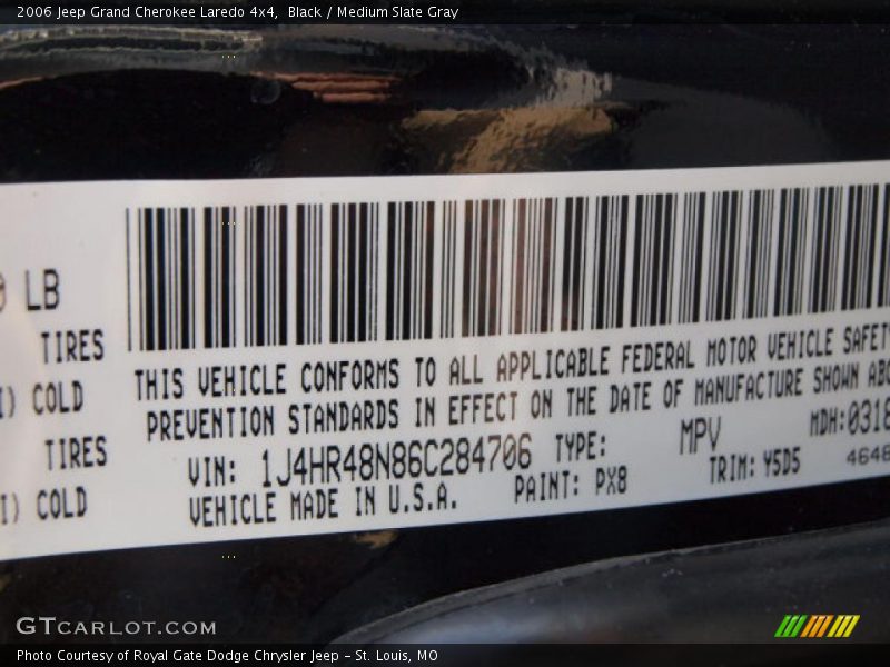 Black / Medium Slate Gray 2006 Jeep Grand Cherokee Laredo 4x4