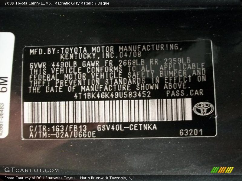 Magnetic Gray Metallic / Bisque 2009 Toyota Camry LE V6
