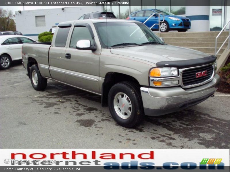 Pewter Metallic / Graphite 2002 GMC Sierra 1500 SLE Extended Cab 4x4
