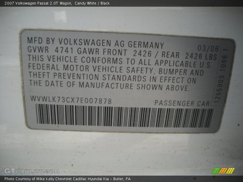 Candy White / Black 2007 Volkswagen Passat 2.0T Wagon