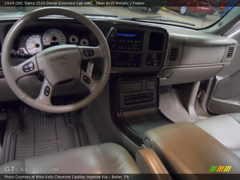 Silver Birch Metallic / Pewter 2004 GMC Sierra 1500 Denali Extended Cab AWD