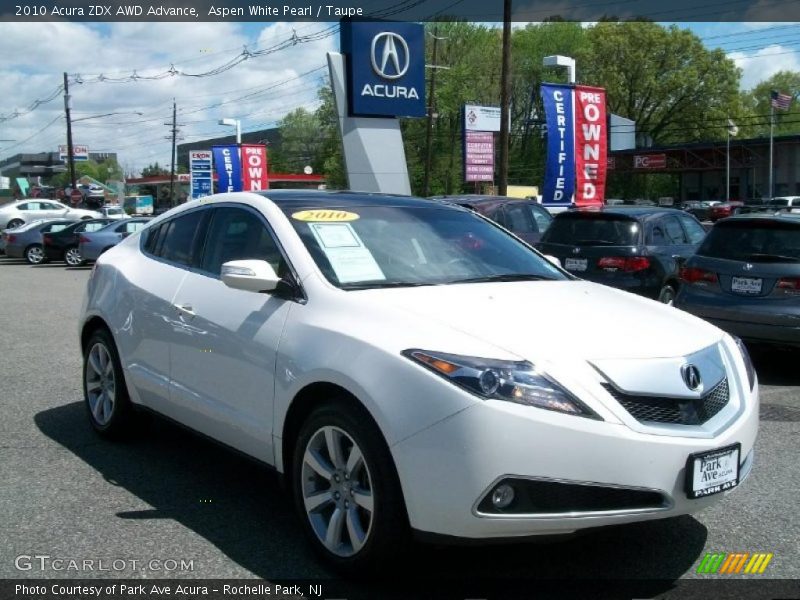 Aspen White Pearl / Taupe 2010 Acura ZDX AWD Advance