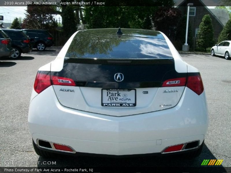 Aspen White Pearl / Taupe 2010 Acura ZDX AWD Advance