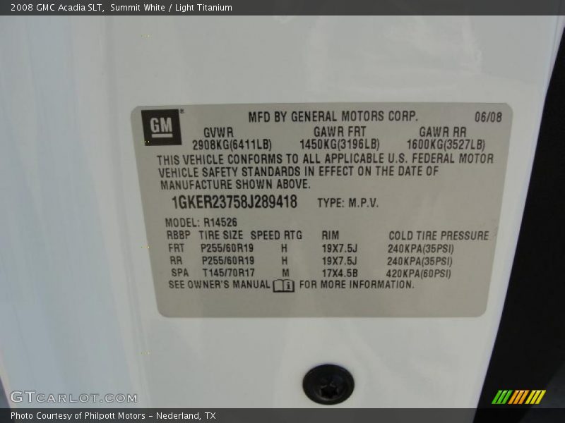 Summit White / Light Titanium 2008 GMC Acadia SLT