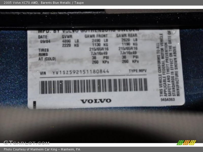 Barents Blue Metallic / Taupe 2005 Volvo XC70 AWD