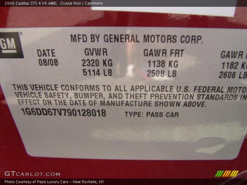 Crystal Red / Cashmere 2009 Cadillac STS 4 V6 AWD