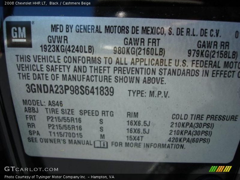 Black / Cashmere Beige 2008 Chevrolet HHR LT