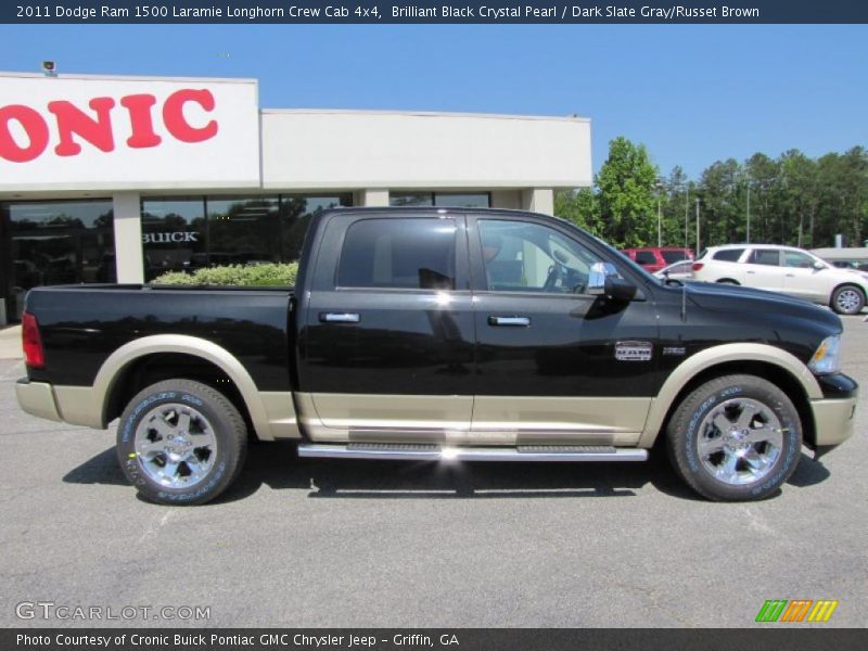 Brilliant Black Crystal Pearl / Dark Slate Gray/Russet Brown 2011 Dodge Ram 1500 Laramie Longhorn Crew Cab 4x4