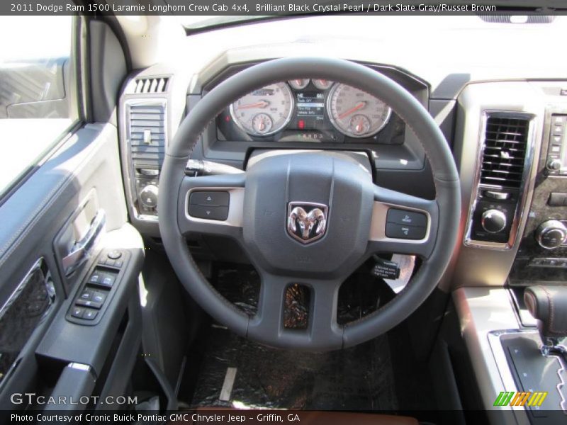 Brilliant Black Crystal Pearl / Dark Slate Gray/Russet Brown 2011 Dodge Ram 1500 Laramie Longhorn Crew Cab 4x4