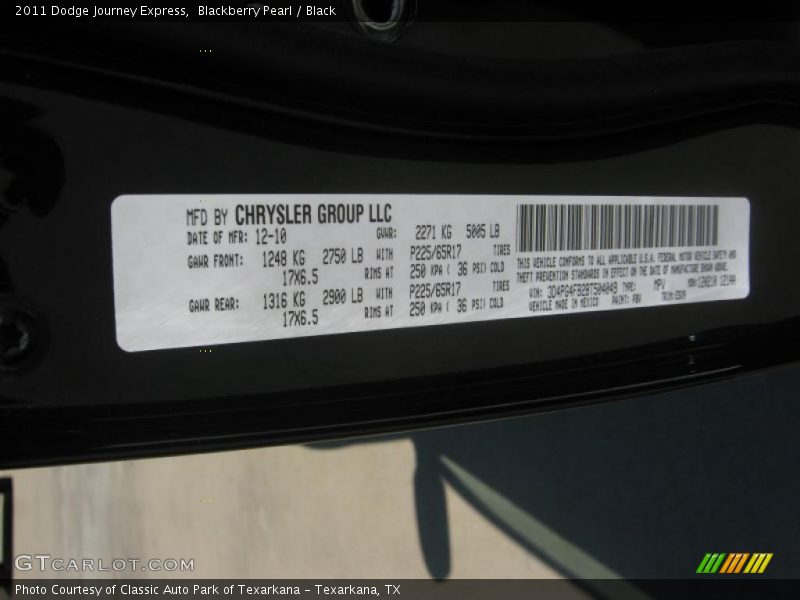 Blackberry Pearl / Black 2011 Dodge Journey Express