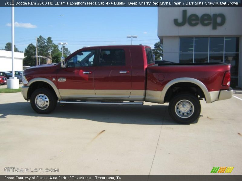 Deep Cherry Red Crystal Pearl / Dark Slate Gray/Russet Brown 2011 Dodge Ram 3500 HD Laramie Longhorn Mega Cab 4x4 Dually