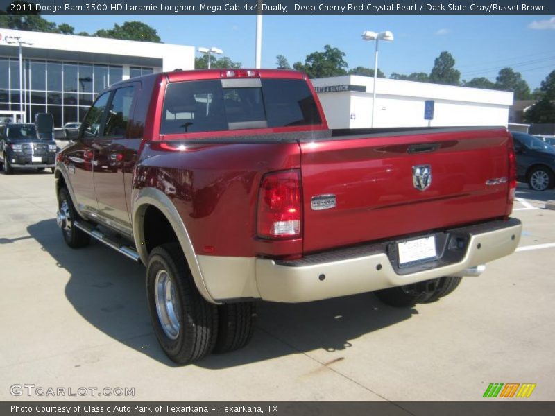 Deep Cherry Red Crystal Pearl / Dark Slate Gray/Russet Brown 2011 Dodge Ram 3500 HD Laramie Longhorn Mega Cab 4x4 Dually