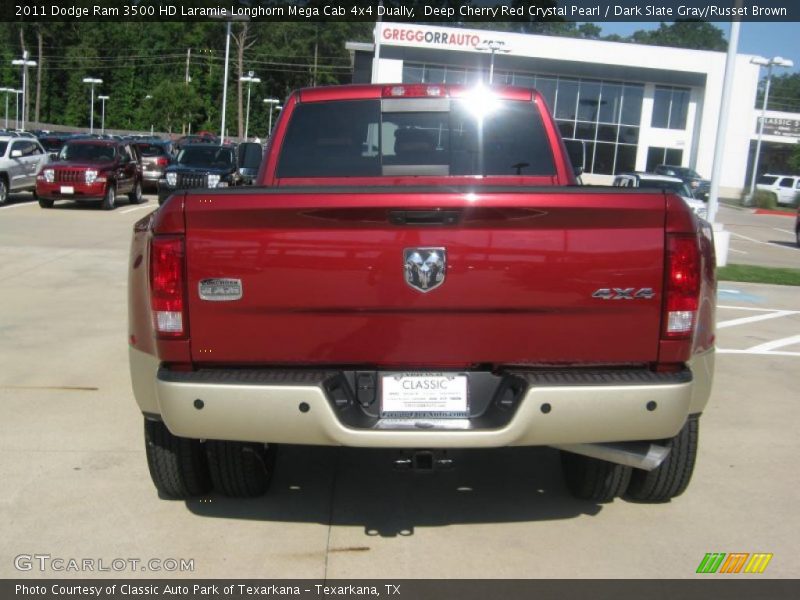 Deep Cherry Red Crystal Pearl / Dark Slate Gray/Russet Brown 2011 Dodge Ram 3500 HD Laramie Longhorn Mega Cab 4x4 Dually