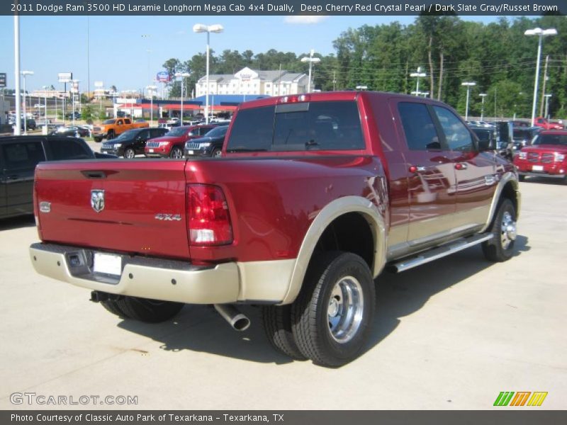 Deep Cherry Red Crystal Pearl / Dark Slate Gray/Russet Brown 2011 Dodge Ram 3500 HD Laramie Longhorn Mega Cab 4x4 Dually