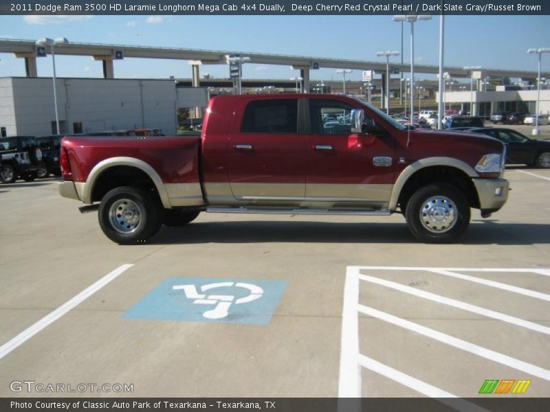 Deep Cherry Red Crystal Pearl / Dark Slate Gray/Russet Brown 2011 Dodge Ram 3500 HD Laramie Longhorn Mega Cab 4x4 Dually