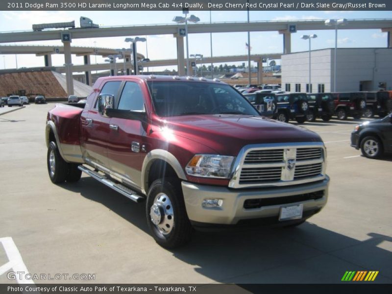 Deep Cherry Red Crystal Pearl / Dark Slate Gray/Russet Brown 2011 Dodge Ram 3500 HD Laramie Longhorn Mega Cab 4x4 Dually