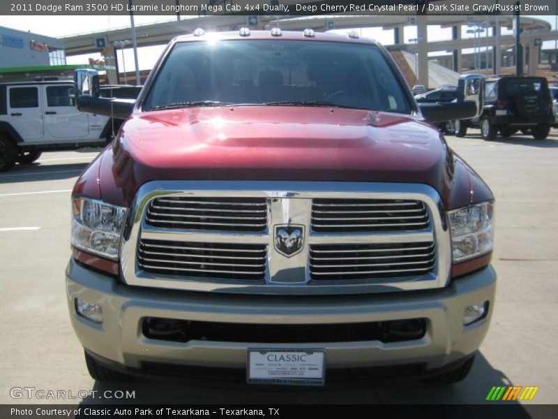 Deep Cherry Red Crystal Pearl / Dark Slate Gray/Russet Brown 2011 Dodge Ram 3500 HD Laramie Longhorn Mega Cab 4x4 Dually