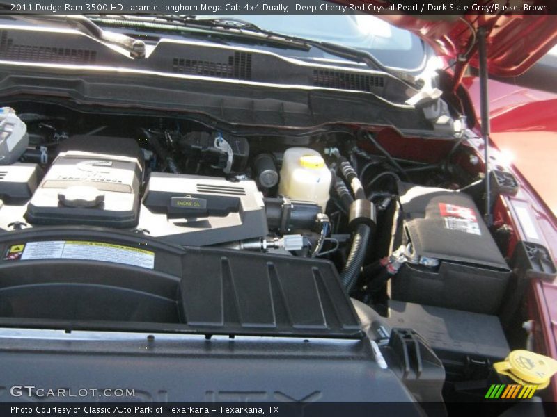 Deep Cherry Red Crystal Pearl / Dark Slate Gray/Russet Brown 2011 Dodge Ram 3500 HD Laramie Longhorn Mega Cab 4x4 Dually