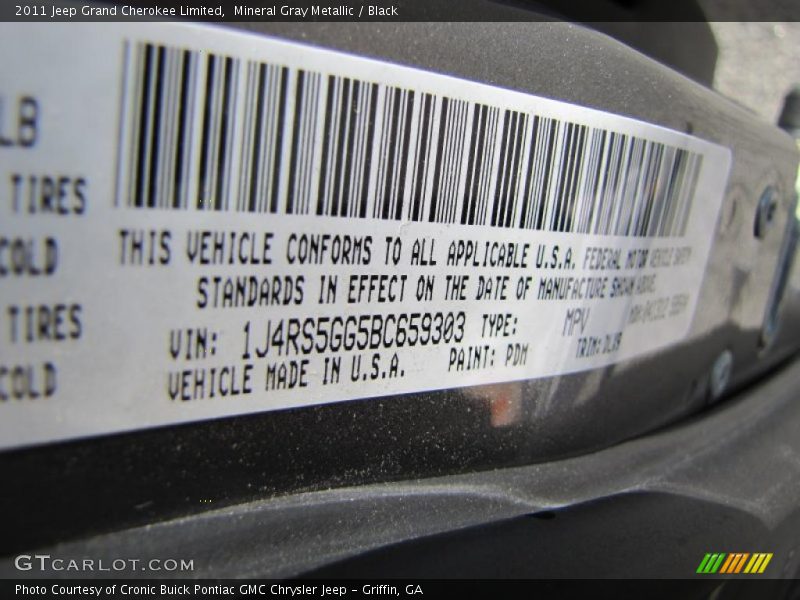 2011 Grand Cherokee Limited Mineral Gray Metallic Color Code PDM