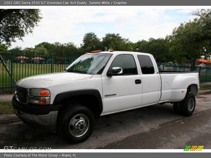 Summit White / Graphite 2001 GMC Sierra 3500 SLT Extended Cab 4x4 Dually