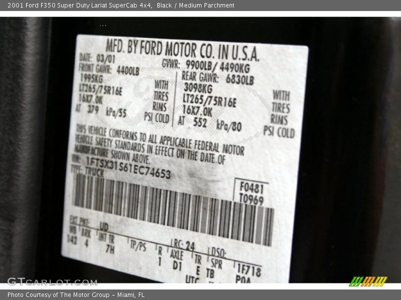 Black / Medium Parchment 2001 Ford F350 Super Duty Lariat SuperCab 4x4