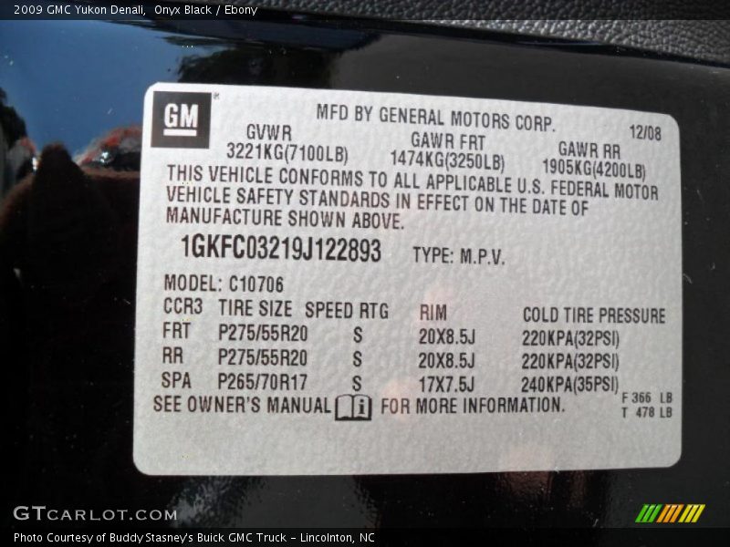 Onyx Black / Ebony 2009 GMC Yukon Denali