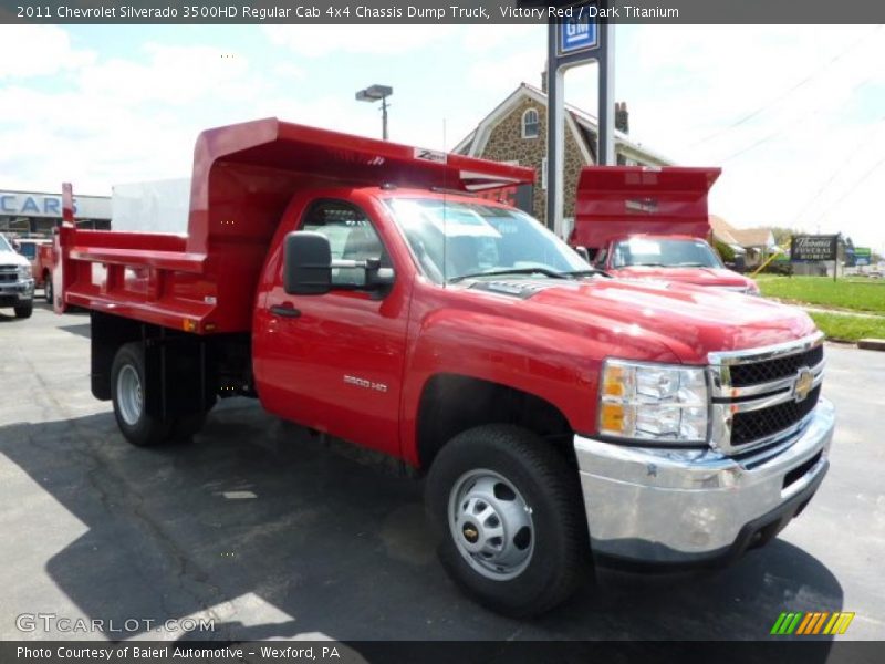Victory Red / Dark Titanium 2011 Chevrolet Silverado 3500HD Regular Cab 4x4 Chassis Dump Truck