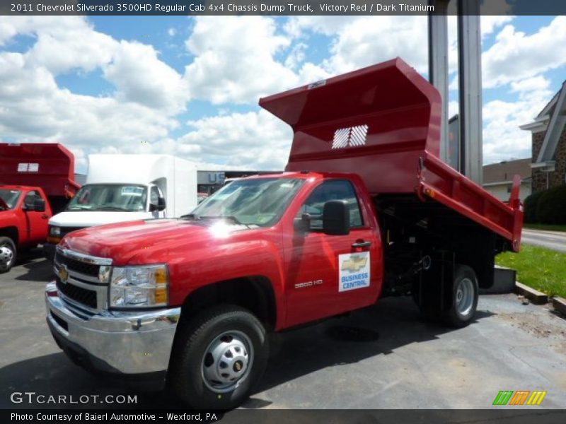 Victory Red / Dark Titanium 2011 Chevrolet Silverado 3500HD Regular Cab 4x4 Chassis Dump Truck