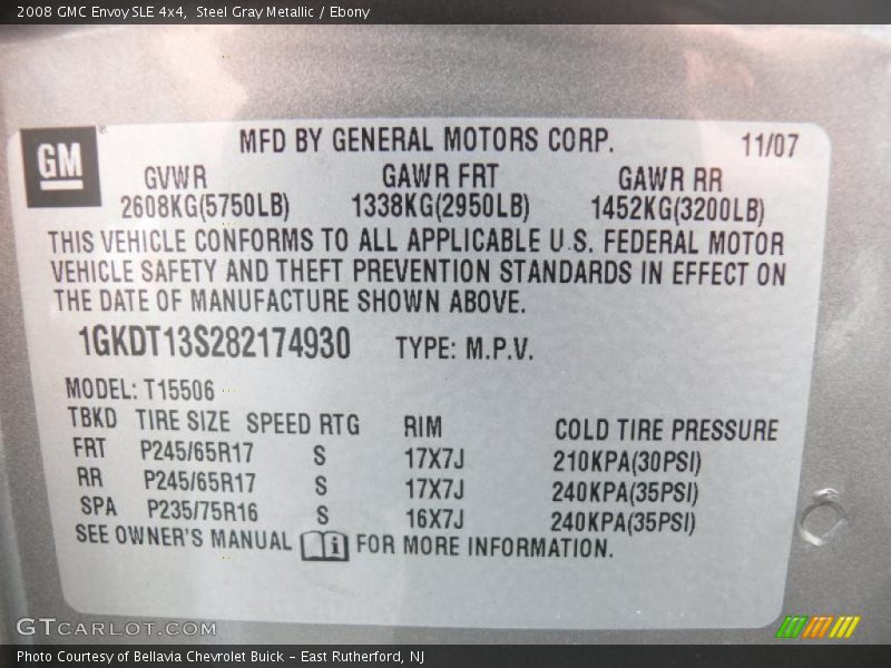 Steel Gray Metallic / Ebony 2008 GMC Envoy SLE 4x4