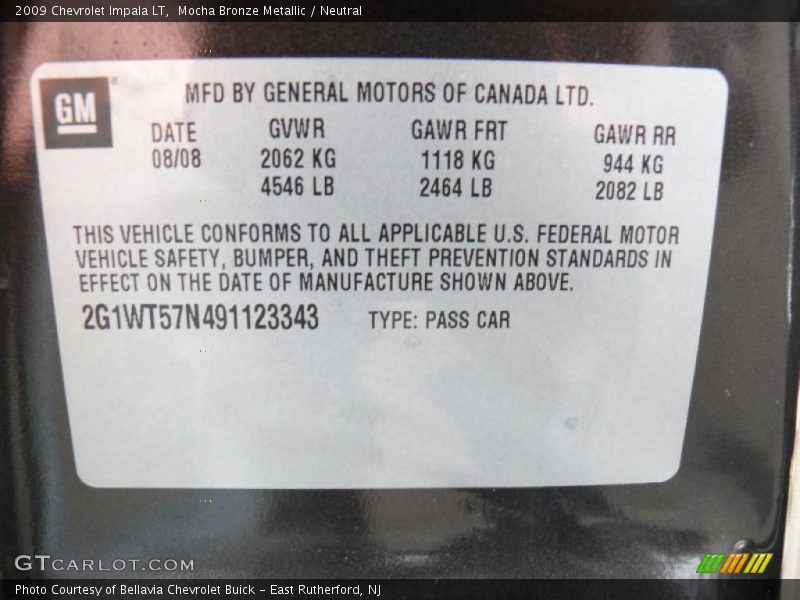 Mocha Bronze Metallic / Neutral 2009 Chevrolet Impala LT