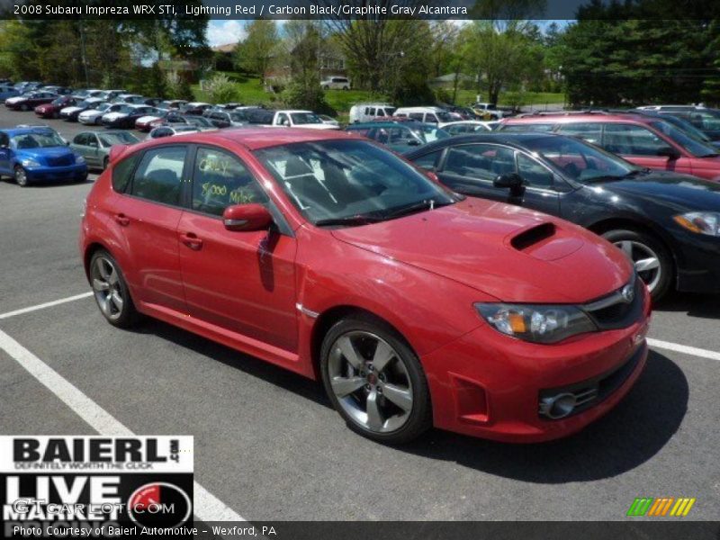 Lightning Red / Carbon Black/Graphite Gray Alcantara 2008 Subaru Impreza WRX STi