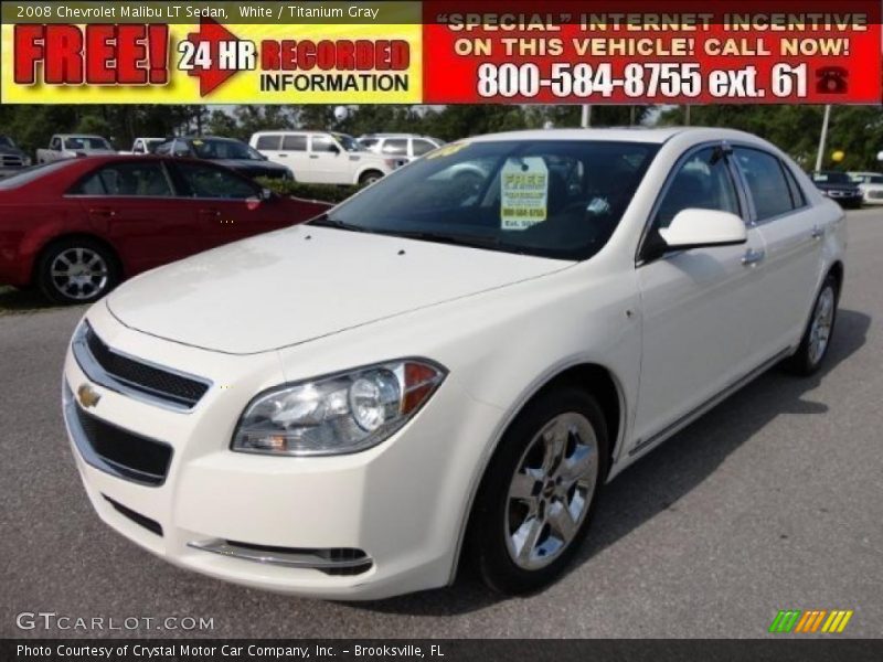 White / Titanium Gray 2008 Chevrolet Malibu LT Sedan