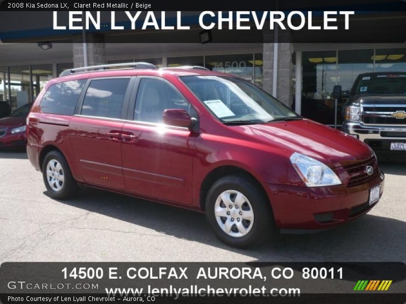 Claret Red Metallic / Beige 2008 Kia Sedona LX