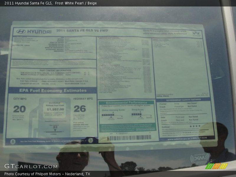  2011 Santa Fe GLS Window Sticker