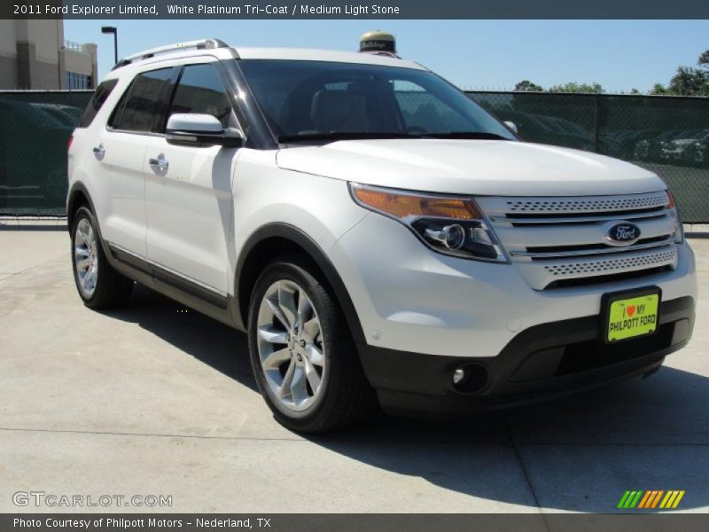 White Platinum Tri-Coat / Medium Light Stone 2011 Ford Explorer Limited