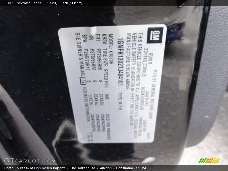 Black / Ebony 2007 Chevrolet Tahoe LTZ 4x4