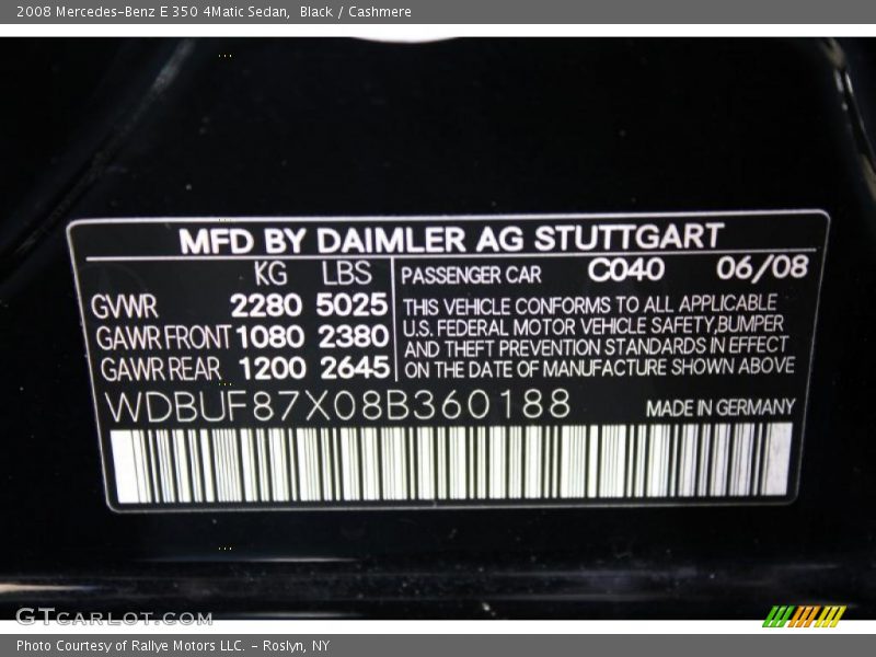 Black / Cashmere 2008 Mercedes-Benz E 350 4Matic Sedan